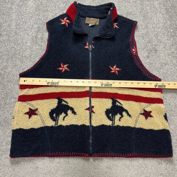 Vintage Roughrider Circle T Fleece Vest Western Horses USA Cowboy X-Large - Picture 5 of 7